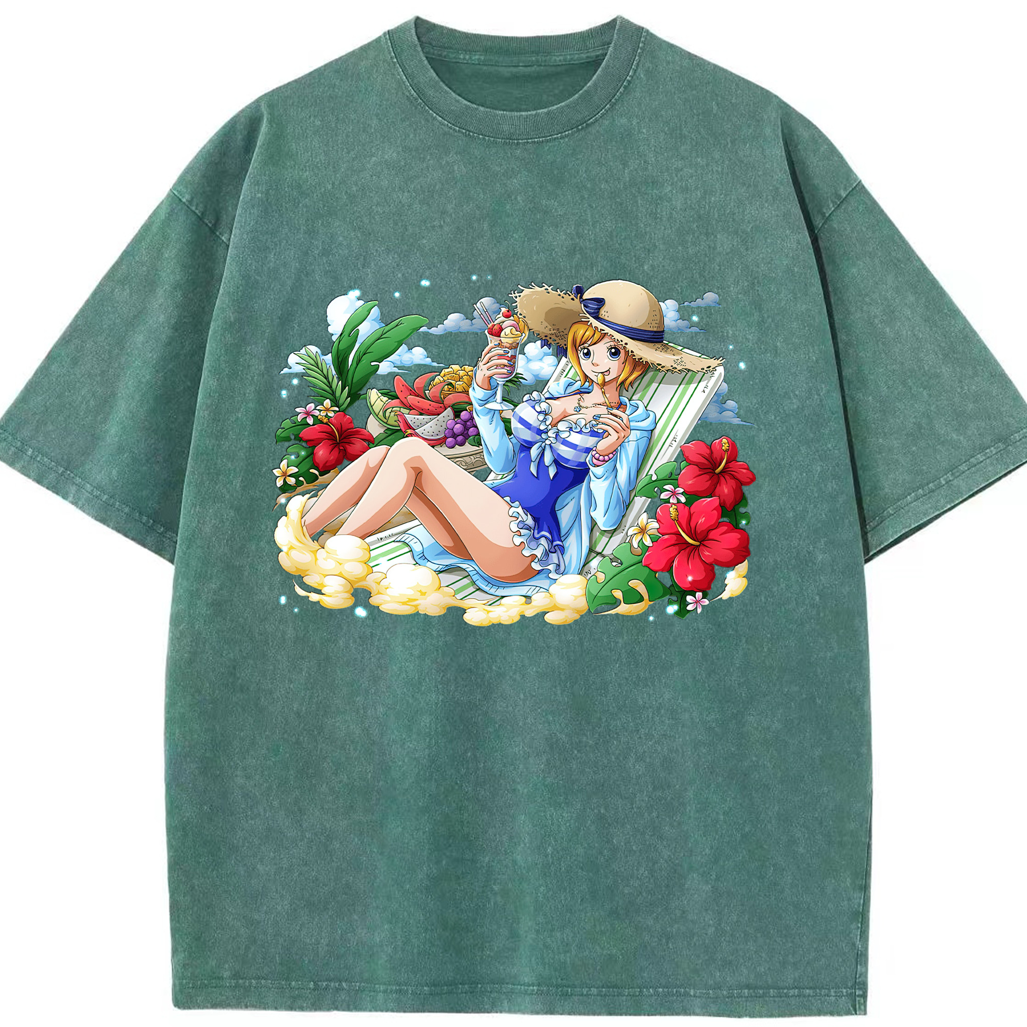 ワンピース ナミ ONE PIECE Nami 綿100% ヴィンテージ風 半袖Tシャツ（フロントプリント）